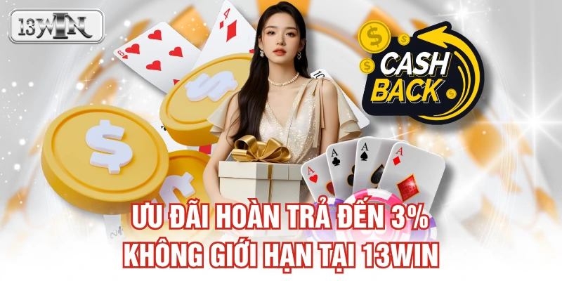 Ưu đãi hoàn trả đến 3% không giới hạn tại 13WIN
